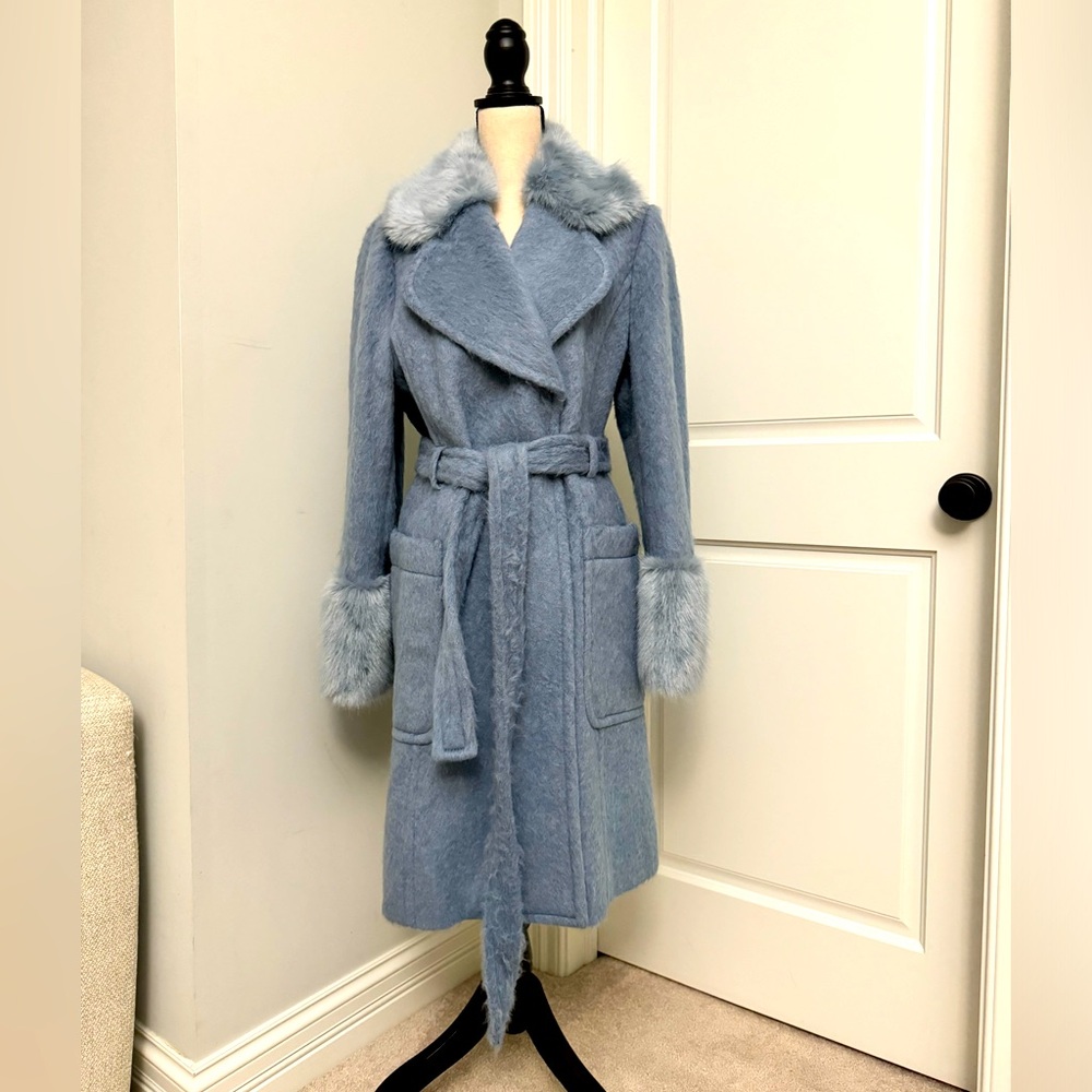 Kate Spade Tie Waist Coat - Raindrop